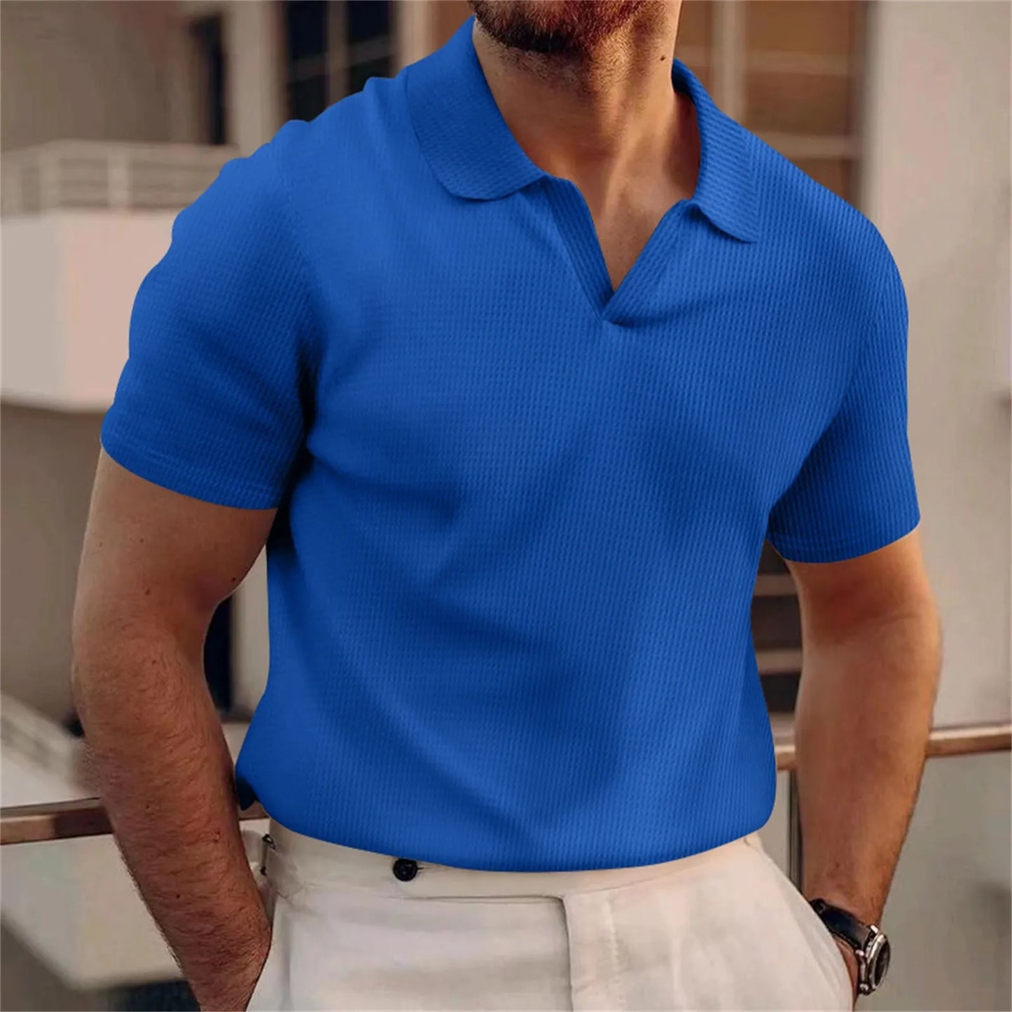 Casual V Neck Textured Shirts