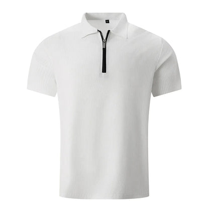 Summer Stripe Zipper Mens Polo